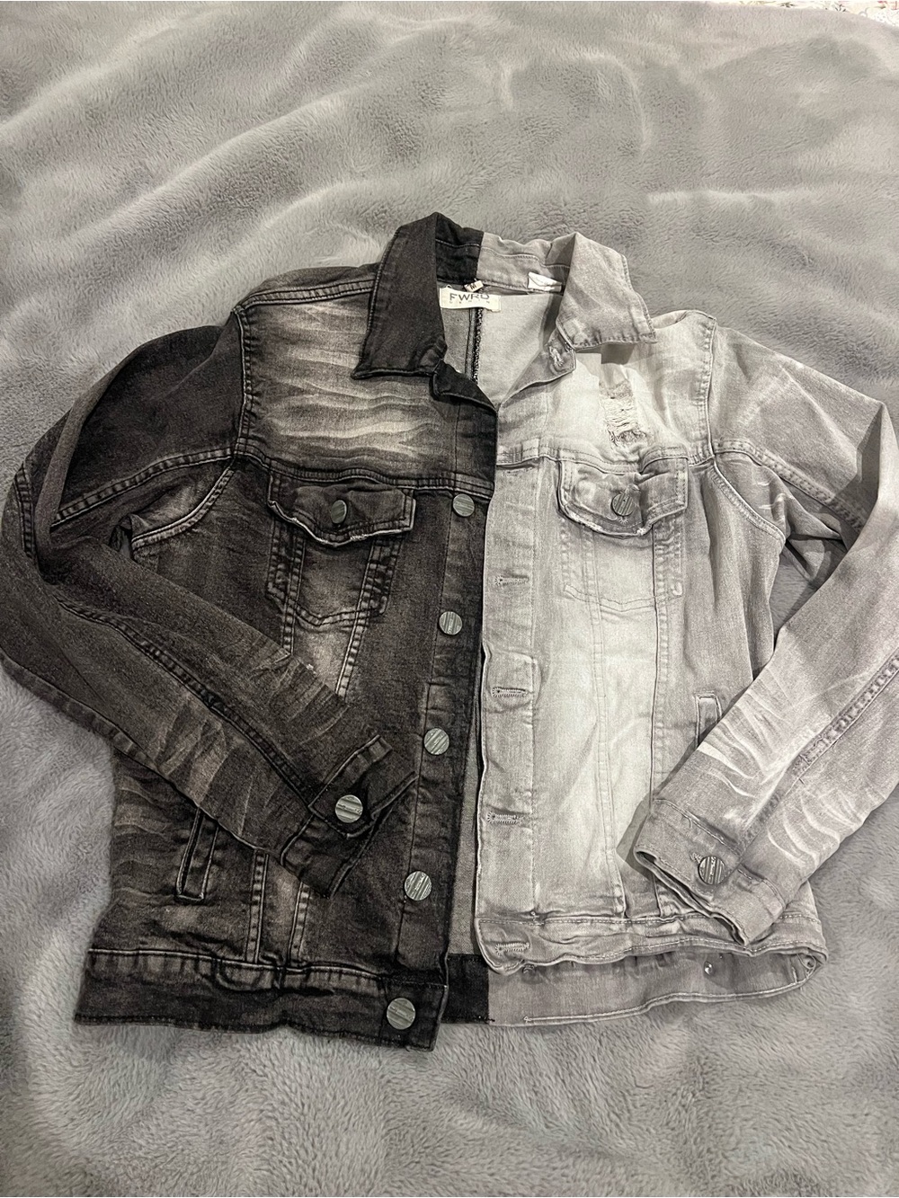 FWRD Denim Two-Tone Men’s Denim Jacket - Black & Light Gray M